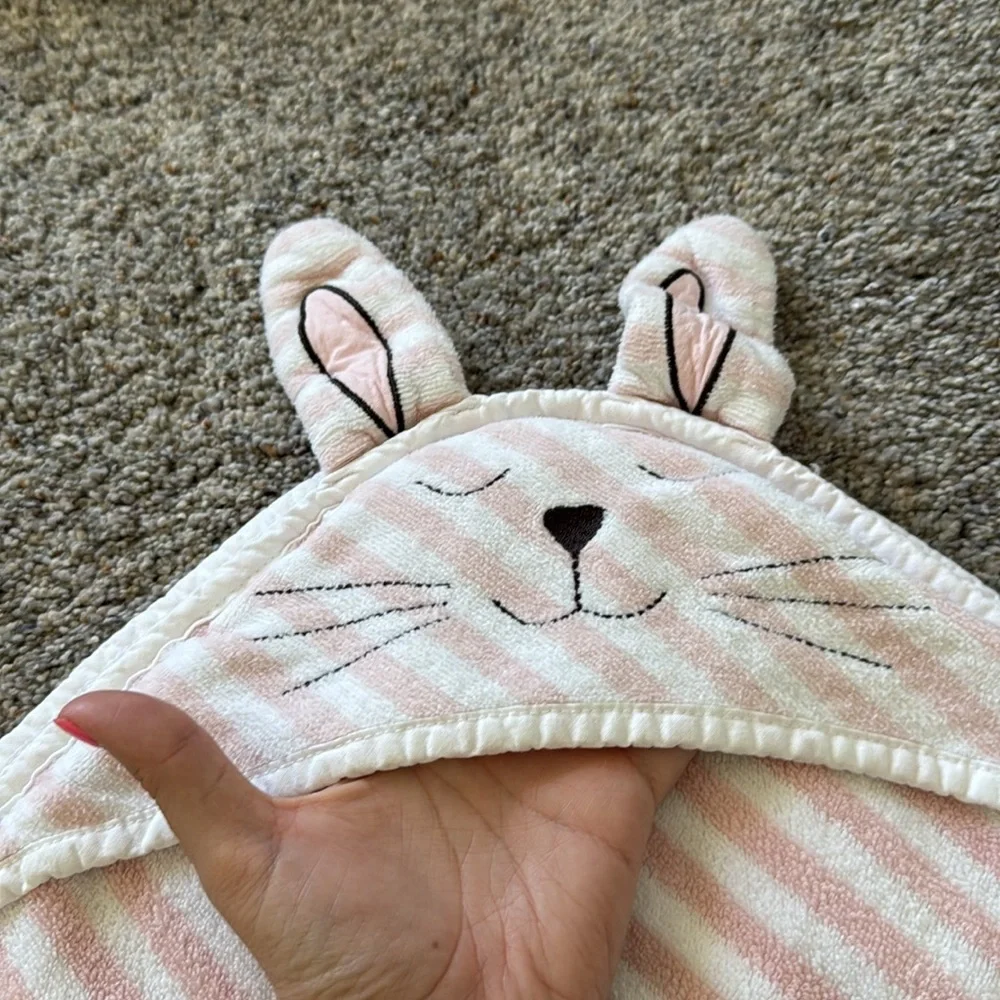 Nordstrom Bunny Striped Hooded Bath Towel